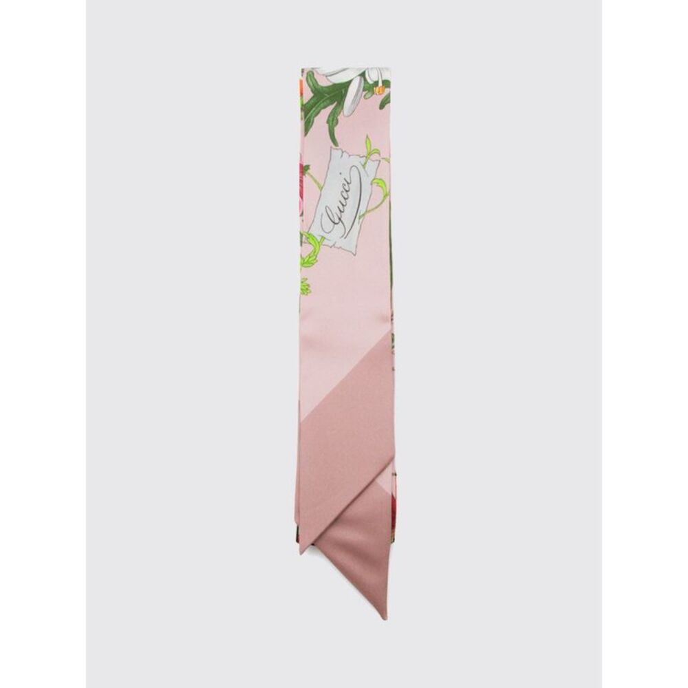 Gucci Women Floral Print Silk Bandeau Scarf Gucci With Logo